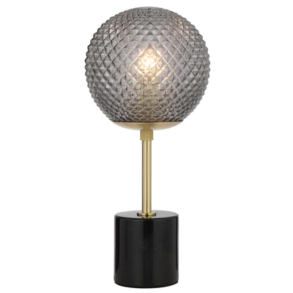 TFS TABLE LAMP 25wE27max D:190 H:415 inline swtch BLACK MARBLE/SMOKE GLASS