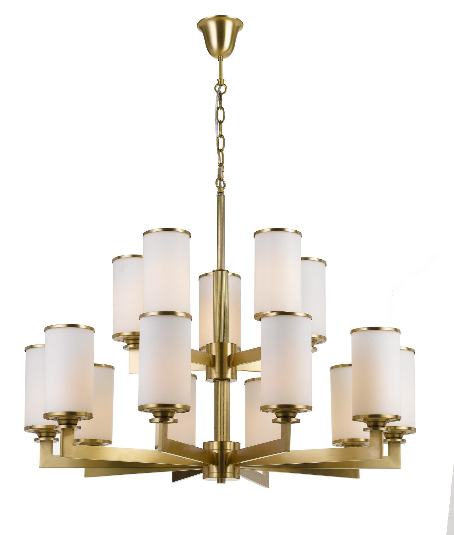 TFS 15 LIGHT PENDANT 15x25wE27max D:970 H:730 CHAIN:2m BRASS/OPAL