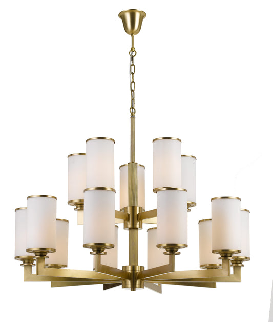 TFS 15 LIGHT PENDANT 15x25wE27max D:970 H:730 CHAIN:2m BRASS/OPAL