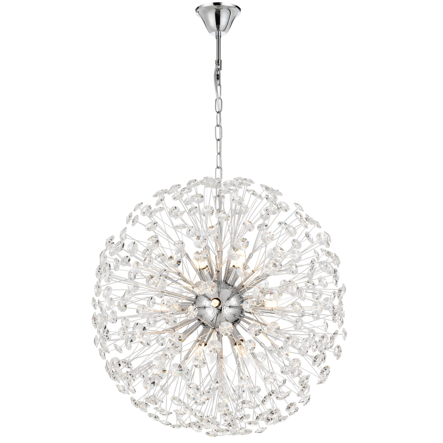 TFS 12LT PENDANT 12x6wG9max D:600 CHAIN 2M CRYSTAL H: 240 CHROME / CLEAR