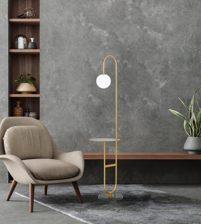 TFS FLOOR LAMP 25wE27max D:330 H:1530 Foot Switch BLACK BASE / ANTIQUE GOLD