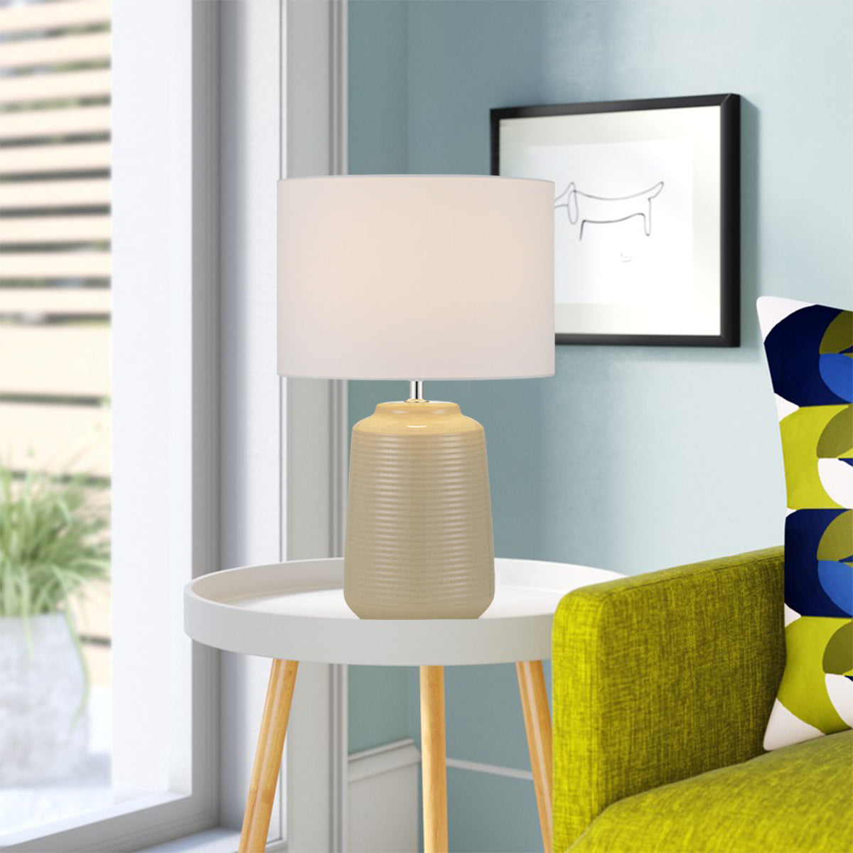 TFS CERAMIC TABLE LAMP 25wE27max H:425 D:260 CREAM/WHITE