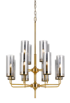 TFS 8+4LT PENDANT 12x25wE14max D:700 H:845 GOLD MATT/SMOKE CHAIN:2M