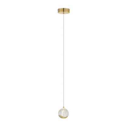 TFS 1 LT PENDANT 5wLED 3000K D:90 H:85 400Lm CAB.2m GOLD/ BUBBLE GLASS