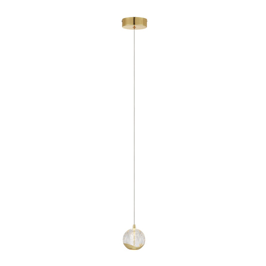 TFS 1 LT PENDANT 5wLED 3000K D:90 H:85 400Lm CAB.2m GOLD/ BUBBLE GLASS