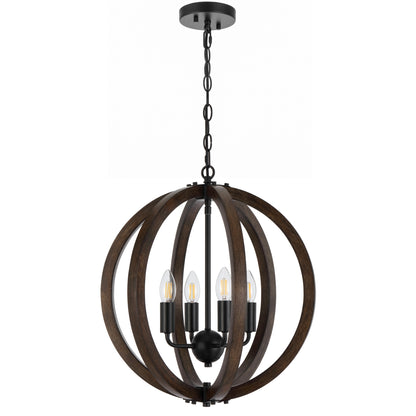 Malaga TFS 4 LT PENDANT 4x25wE14 D450 H510 CHAIN 2M BLACK MATT / TIMBER