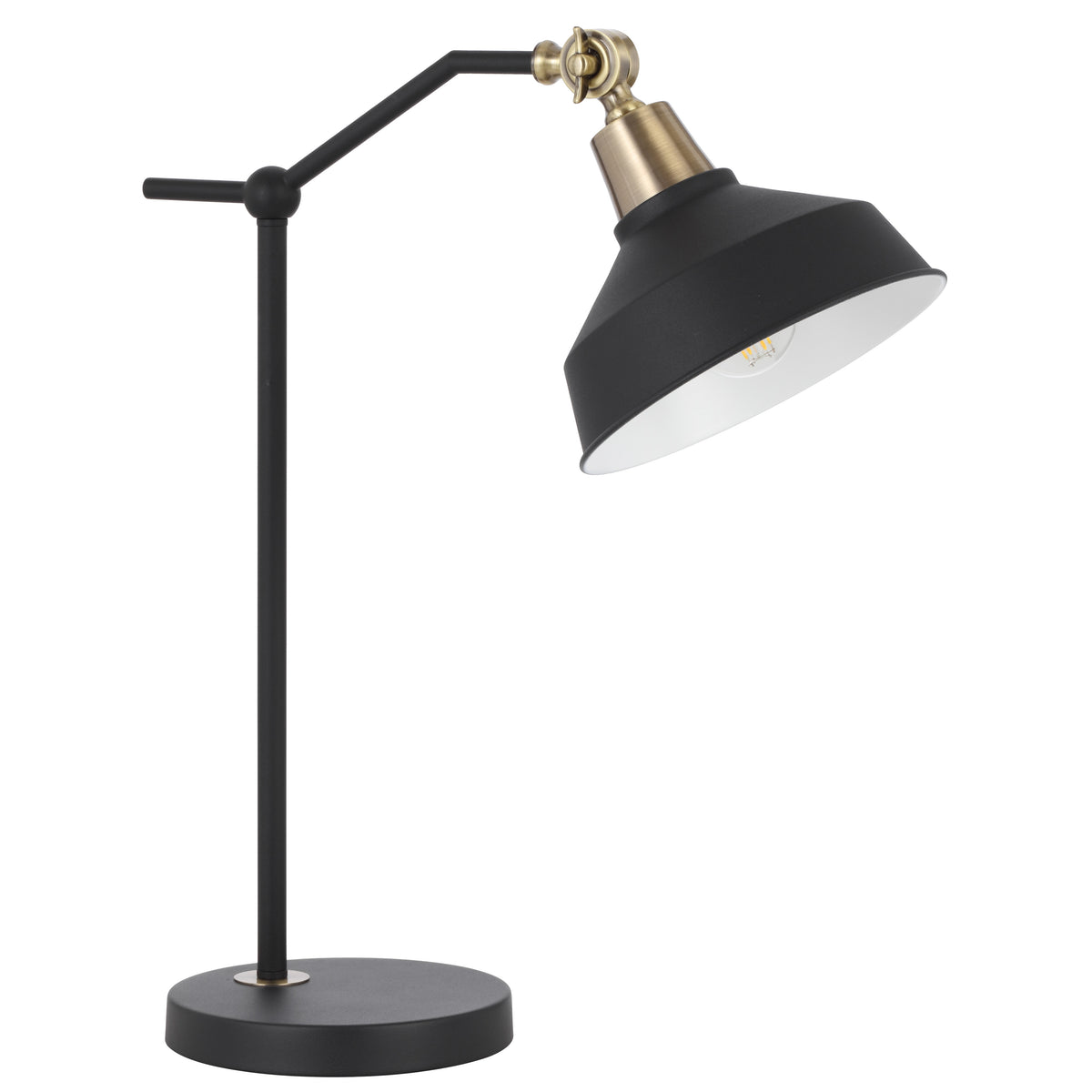 TFS 20 TABLE LAMP 25wE27max L380 W180 H520 INLINE SWTCH BLACK MATT/ANT BRASS