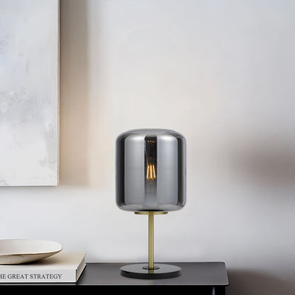 TFS TABLE LAMP 25wE27max H:420 D:210 BRASS MATT/BLACK MARBLE/SMOKE
