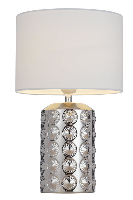 TFS CERAMIC TABLE LAMP 25wE27max H:400 D:240 SILVER/WHITE