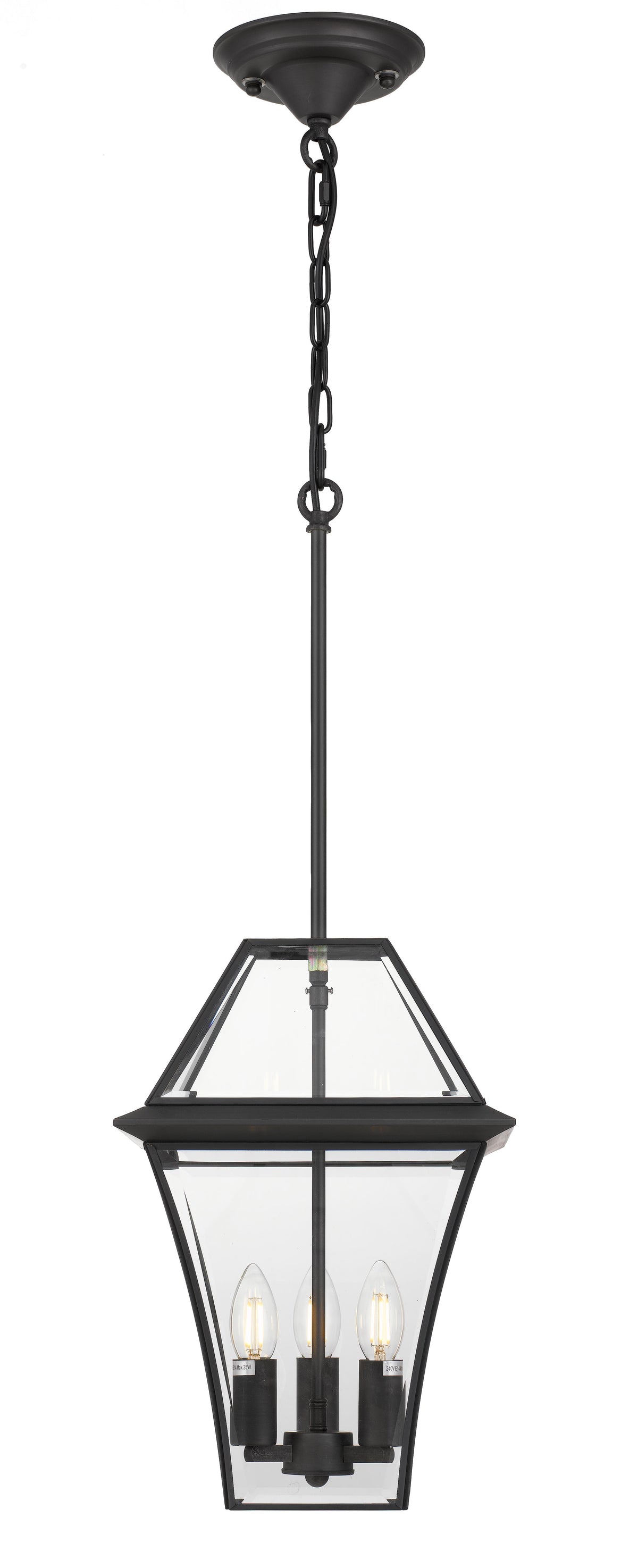TFS 27 PENDANT 25wE14max L:275 H:400 - IP43 BLACK/CLEAR ROD:300mm + CHAIN:1000
