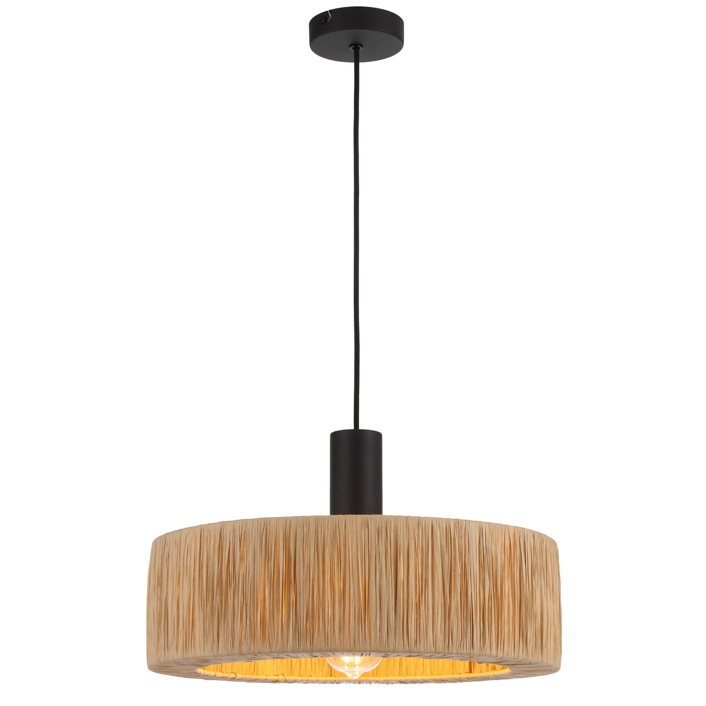 TFS PENDANT 25wE27max D400 H255 cab 2m BLACK / NATURAL RAFFIA