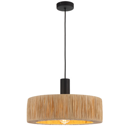 TFS PENDANT 25wE27max D400 H255 cab 2m BLACK / NATURAL RAFFIA