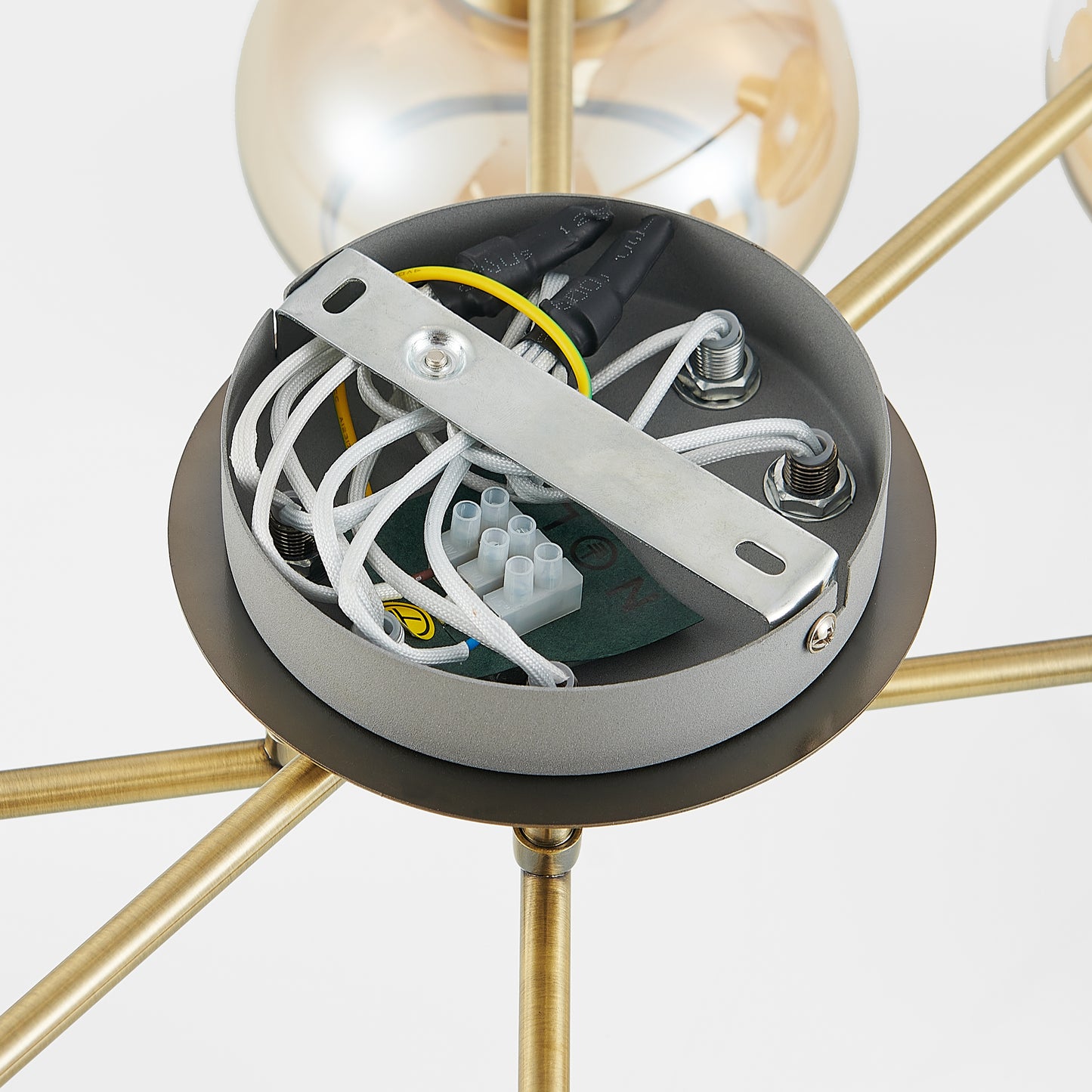TFS 6 LT CTC 6x25wE27max L:700 W:430 H:190 ANTIQUE BRASS/ AMBER GLASS