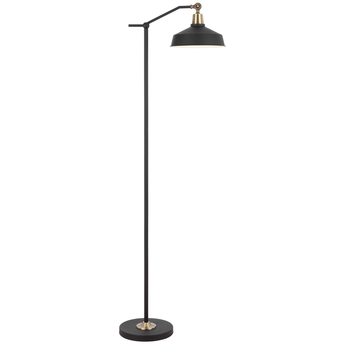 TFS FLOOR LAMP 25wE27max L440 W250 H1500 FOOT SWTCH BLACK MATT/ ANT BRASS