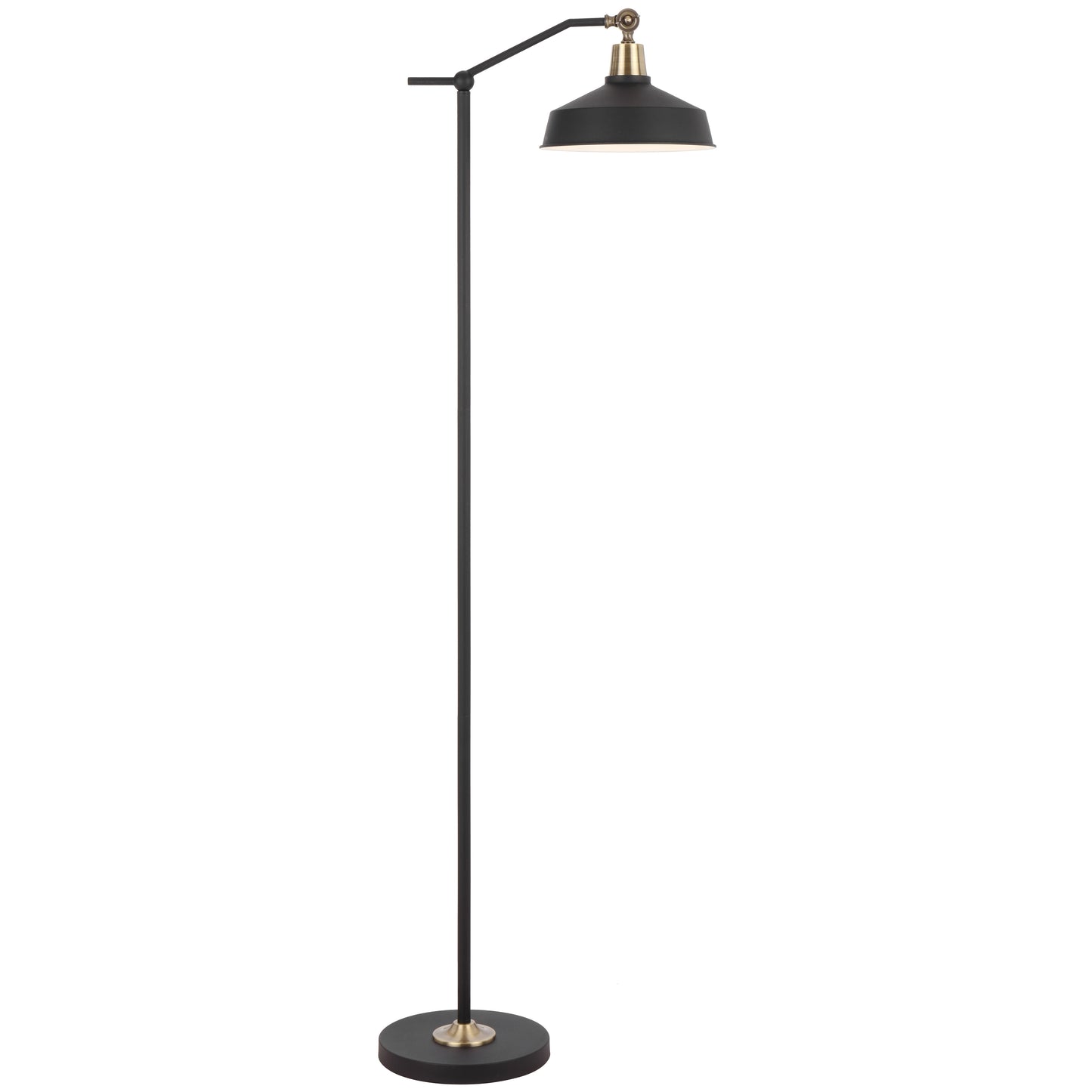 TFS FLOOR LAMP 25wE27max L440 W250 H1500 FOOT SWTCH BLACK MATT/ ANT BRASS