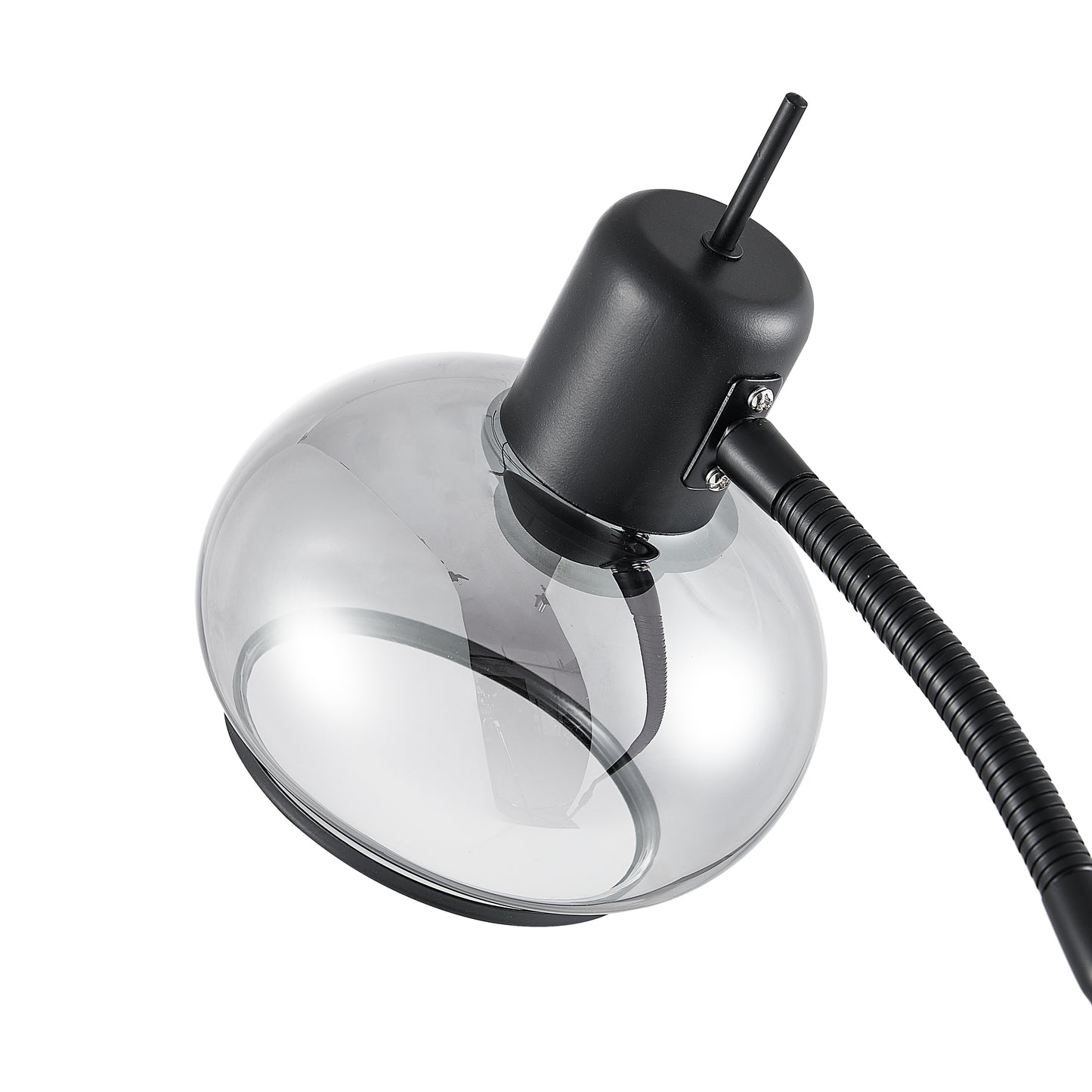 TFS FLOOR LAMP 25wE27max L:560 W:250 H:1350 TOGGLE SWT BLACK MATT/ SMOKE GLASS