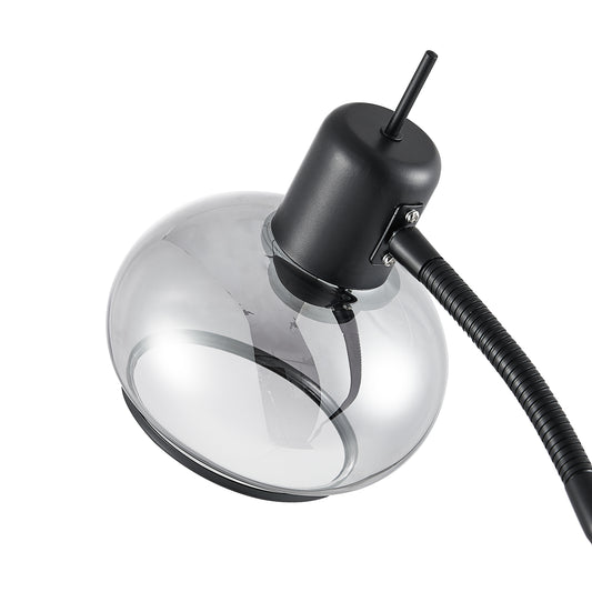 TFS FLOOR LAMP 25wE27max L:560 W:250 H:1350 TOGGLE SWT BLACK MATT/ SMOKE GLASS