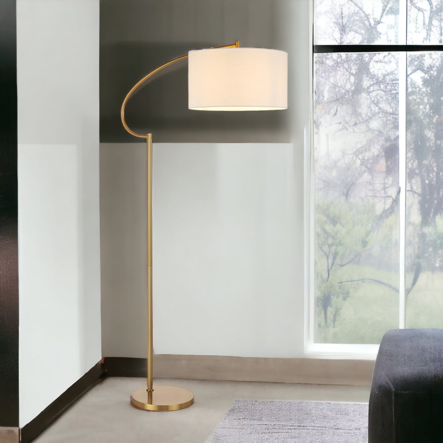 TFS FLOOR LAMP 25wE27max L960 W420 H1650 2.0m foot swt ANT GOLD/IVORY