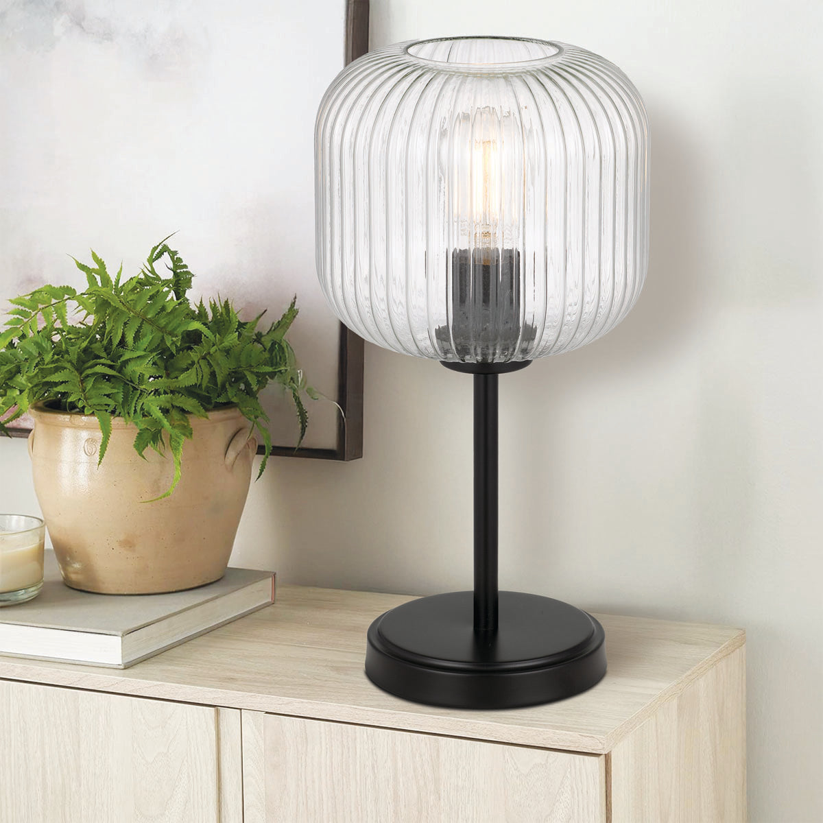 TFS TABLE LAMP 25wE27max D:205 H:390 BLACK/CLEAR