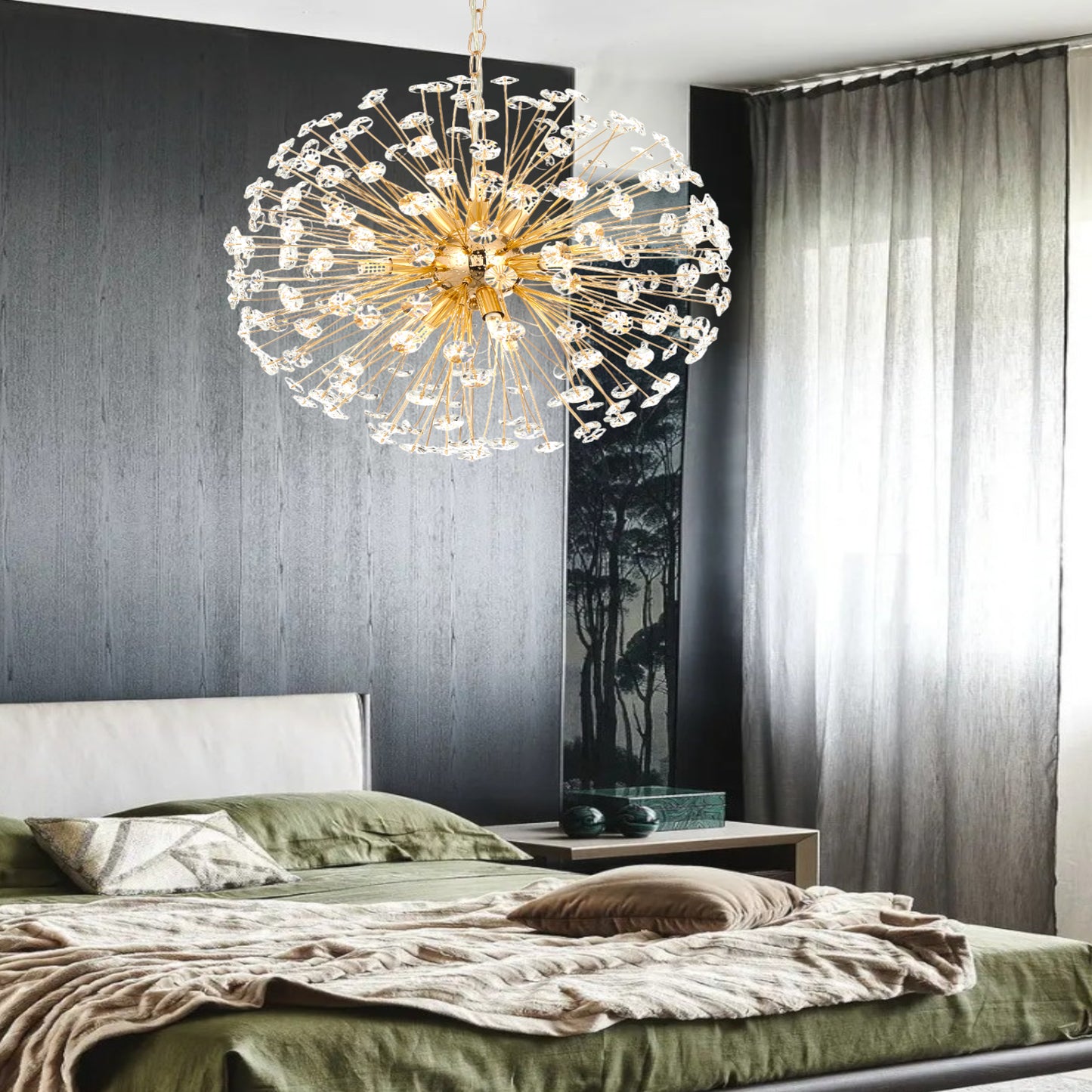 Tarragona TFS 9 LT PENDANT 9x6wG9max D:500 CHAIN 2M CRYS H200 GOLD / CLEAR
