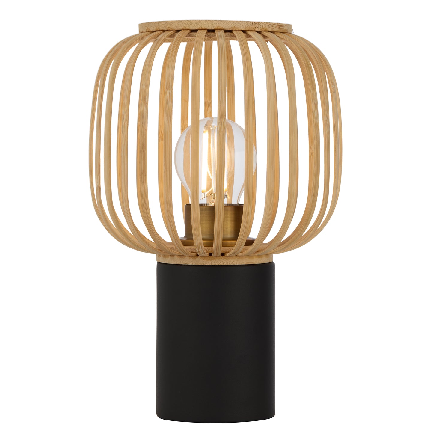 TFS OVAL TABLE LAMP 25wE27max D170 H290 inline swt BLACK / NATURAL BAMBOO