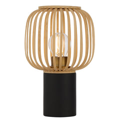 TFS OVAL TABLE LAMP 25wE27max D170 H290 inline swt BLACK / NATURAL BAMBOO