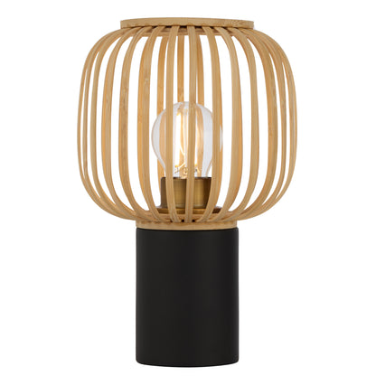 TFS OVAL TABLE LAMP 25wE27max D170 H290 inline swt BLACK / NATURAL BAMBOO