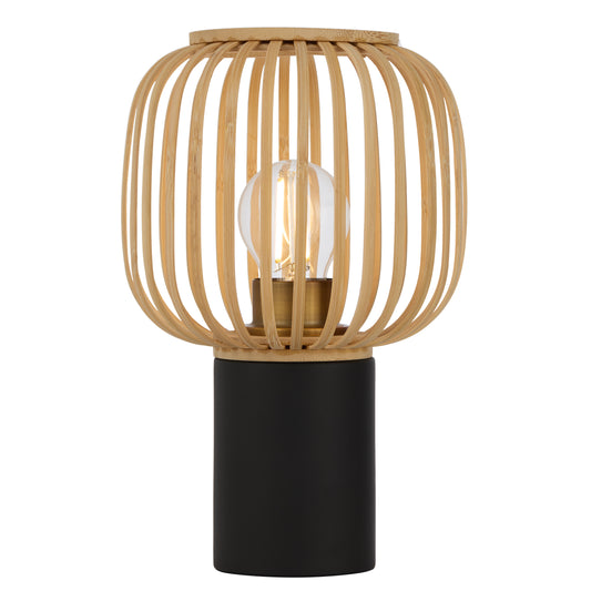 TFS OVAL TABLE LAMP 25wE27max D170 H290 inline swt BLACK / NATURAL BAMBOO