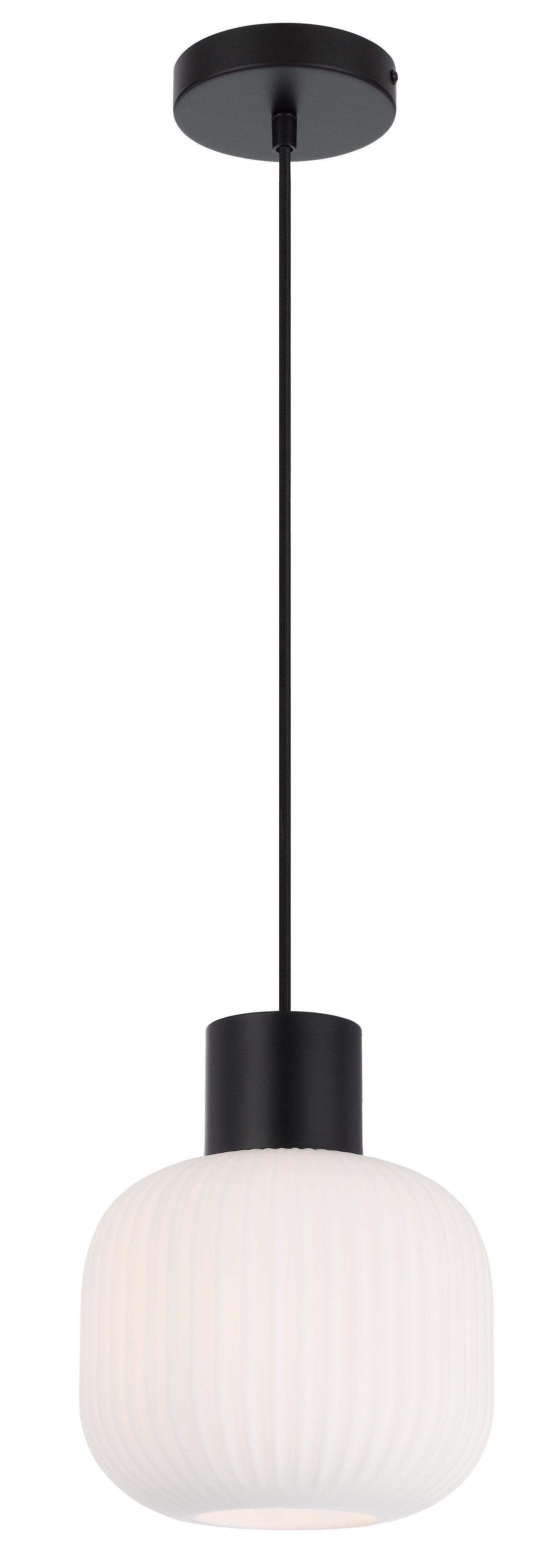 TFS 20 PENDANT 25wE27max D:200 H:180 TEX:2m BLACK MATT/OPAL MATT