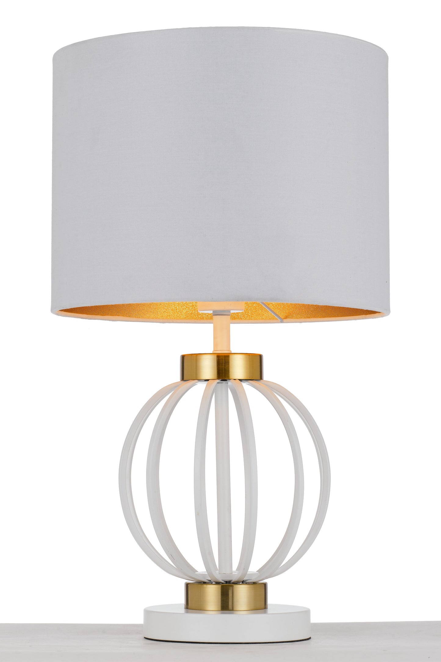 TFS TABLE LAMP 25wE27max D:320 H:550 Inline Switch WHITE / ANTIQUE GOLD