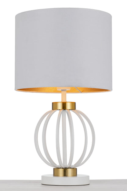 TFS TABLE LAMP 25wE27max D:320 H:550 Inline Switch WHITE / ANTIQUE GOLD