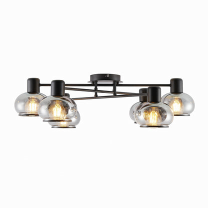 TFS 6 LT CTC 6x25wE27max L:700 W:430 H:190 BLACK MATT/ SMOKE GLASS