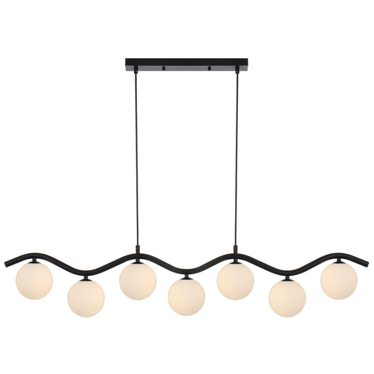 Vitastone TFS 7LT PENDANT 7x6wG9max KIT L1150 W120 H200 CAB2m BLACK / OPAL MATT