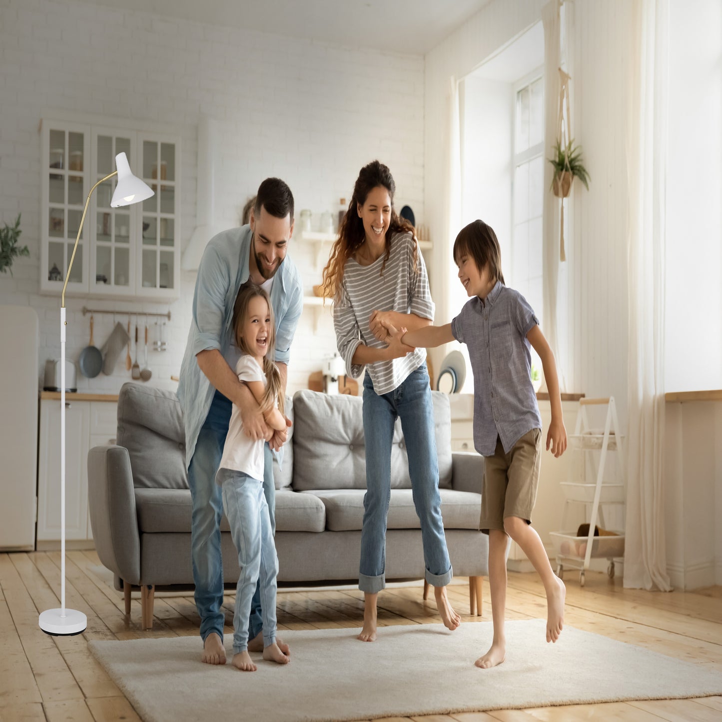 Bellastone TFS FLOOR LAMP 25wE27max H:1580 D:230 WHITE/ BRASS MATT/WHITE ROCKET SWITCH