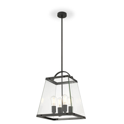 TFS 4 LIGHT SOLID BRASS PENDANT 4x25wE27max L:350H:450 BLACK / CLEAR