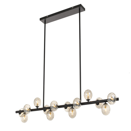 TFS 14LTS PENDANT 14x6wG9max L1500W:245H:245 ROD:2x6001x300 BLACK FRAME/SMOKE GLASS