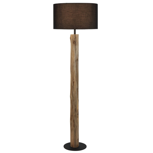 TFS FLOOR LAMP 25wE27max D:450 H:1500 FOOT SWTCH WOOD / BLACK SHADE