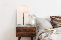 TFS TABLE LAMP 25wE27max H:550max D:300 inline switch WHITE MARBLE / BRONZE / IVORY