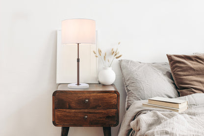 TFS TABLE LAMP 25wE27max H:550max D:300 inline switch WHITE MARBLE / BRONZE / IVORY