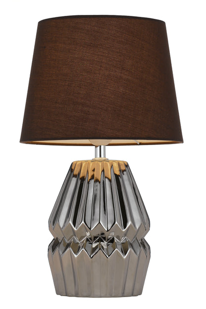TFS CERAMIC TABLE LAMP 25wE27max H:385 D:230 CHROME/BROWN