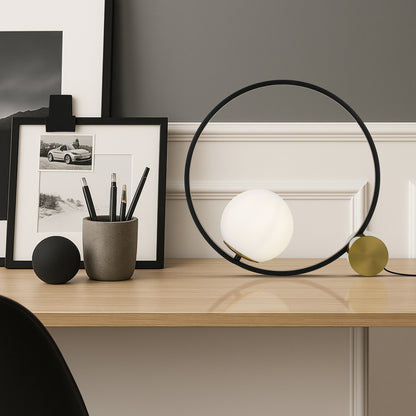 TFS TABLE LAMP 25wE27max H:400 D:400 d:150 InlineSwitch BLACK/ANTIQUE GOLD