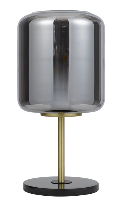 TFS TABLE LAMP 25wE27max H:420 D:210 BRASS MATT/BLACK MARBLE/SMOKE