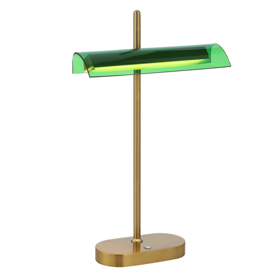 TFS TABLE LAMP 8wLED L250 H80 H400 3000K 3STEPTOUCH SWTCH DIM ANTIQUE GOLD/GREEN