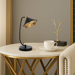 TFS TABLE LAMP 6wG9max L280 W200 H430 inline switch BLACK MATT/YELLOW BRASS