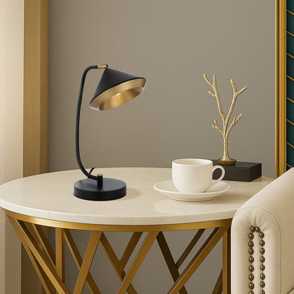 TFS TABLE LAMP 6wG9max L280 W200 H430 inline switch BLACK MATT/YELLOW BRASS