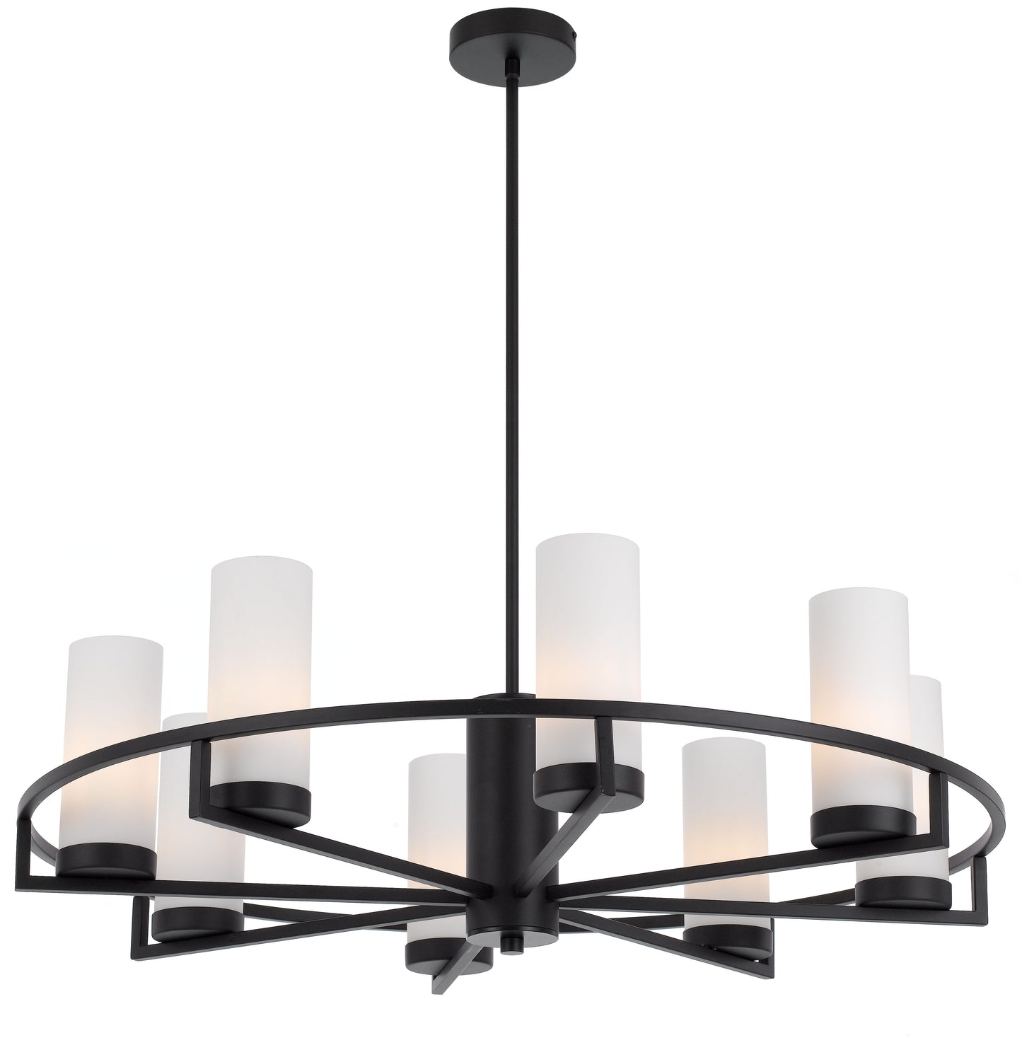 TFS 8LTS PENDANT 8x25wE14max D850 H242 GLASS:80 BLACK / OPAL MATT ROD:1.5m
