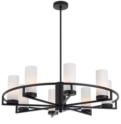 TFS 8LTS PENDANT 8x25wE14max D850 H242 GLASS:80 BLACK / OPAL MATT ROD:1.5m