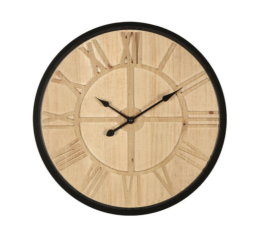 Metal Wall Clock with Nature colour Timber face