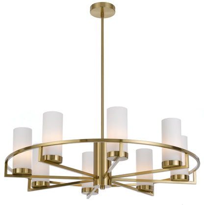 TFS 8LTS PENDANT 8x25wE14max D850 H242 GLASS:80 BRASS / OPAL MATT ROD:1.5m