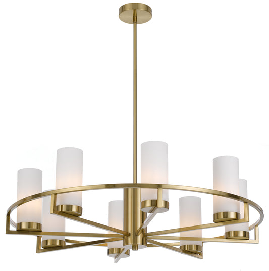 TFS 8LTS PENDANT 8x25wE14max D850 H242 GLASS:80 BRASS / OPAL MATT ROD:1.5m